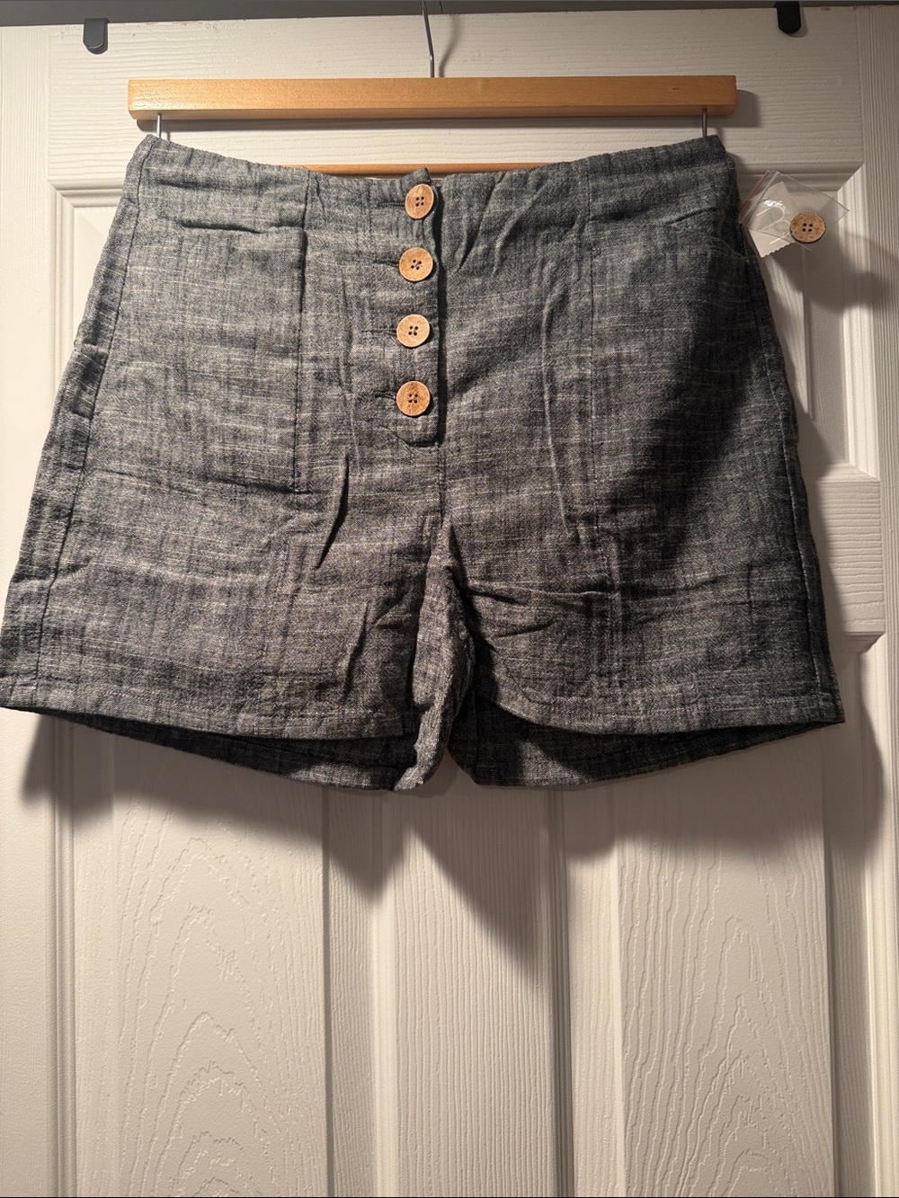 Maurices Gray High-Waist Button-Front Shorts
